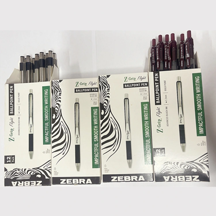 Công ty bút ZEBRA --- Nhiều loại bút khác nhau được đóng gói trong hộp theo yêu cầu.